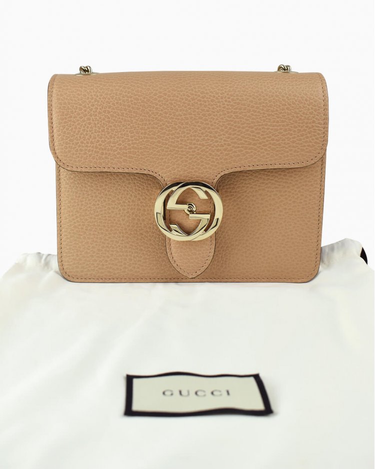 Bolsa Gucci Original Interlocking Calfskin Camel Feminino